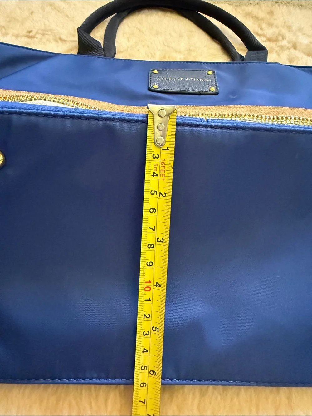 ADRIENNE VITTADINI  Navy Tote Bag with Metallic Trim - Classic Women's Shoulder